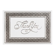JAM Paper® Blank Thank You Cards Set, Bright White with Silver Border, 100/Pack (BW91532)