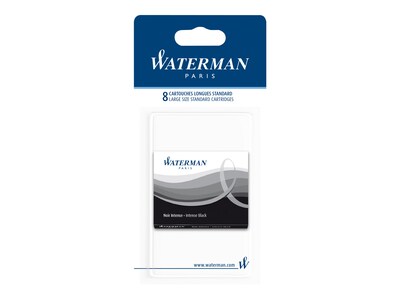 Waterman Paris Fountain Cartridge Pen Refill, Black Ink, 8/Pack (S0712991)