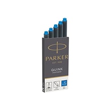 Parker Quink Fountain Cartridge Pen Refill, Blue Ink, 5/Pack (1950208)