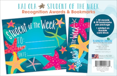 Barker Creek Kai Ola Student of the Week Awards & Bookmarks, 30/Pack (BC438)