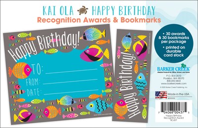 Barker Creek Kai Ola Happy Birthday Awards & Bookmarks, 30/Pack (BC437)