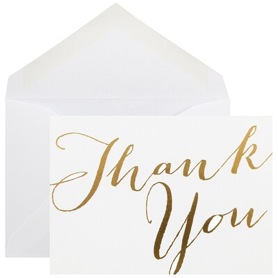 JAM Paper® White with Red Script Thank You Cards, 10/Pack