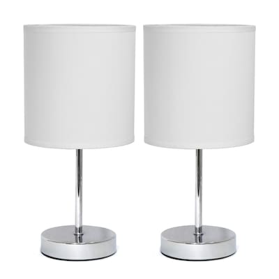 Simple Designs Incandescent Mini Table Lamp Set, White (LT2007-WHT-2PK)