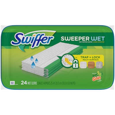 Swiffer Sweeper TRAP + LOCK Wet  Refill Mop Pads with Gain, 24/Pack (95532)