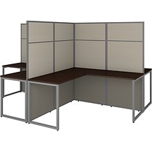 Bush Business Furniture Easy Office 66.34H x 119W 4 Person T-Shaped Cubicle Workstation, Mocha Che