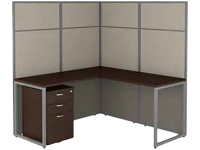 Bush Business Furniture Easy Office 66.34H x 60W L-Shaped Cubicle Panel Workstation, Mocha Cherry