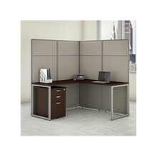 Bush Business Furniture Easy Office 66.34H x 60W L-Shaped Cubicle Panel Workstation, Mocha Cherry