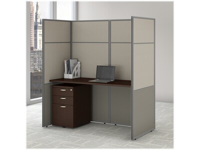 Bush Business Furniture Easy Office 66.34H x 59.92W Cubicle Panel Workstation, Mocha Cherry (EODH2