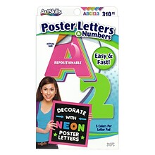 ArtSkills 3 Text Letters and Numbers, Assorted Neon Colors, 310/Pack (PA-1464)