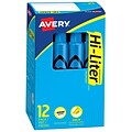 Avery Hi-Liter Desk Style Highlighters, Chisel Tip, Blue, Dozen (24016)