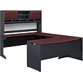 Ameriwood Home Pursuit U-Shaped Desk with Hutch Bundle, Gray/Cherry (9347096)