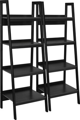 Ameriwood Home Lawrence 60H 4-Shelf Ladder Bookcase Bundle, Black (9482096)