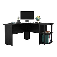 Ameriwood Home Dakota 51W L-Shaped Desk with Bookshelves, Black Oak (9354026PCOM)