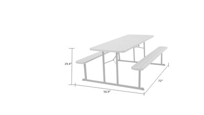 COSCO 6 ft. Folding Blow Mold Picnic Table, Gray Wood Grain with Brown Legs (87902GRY1E)