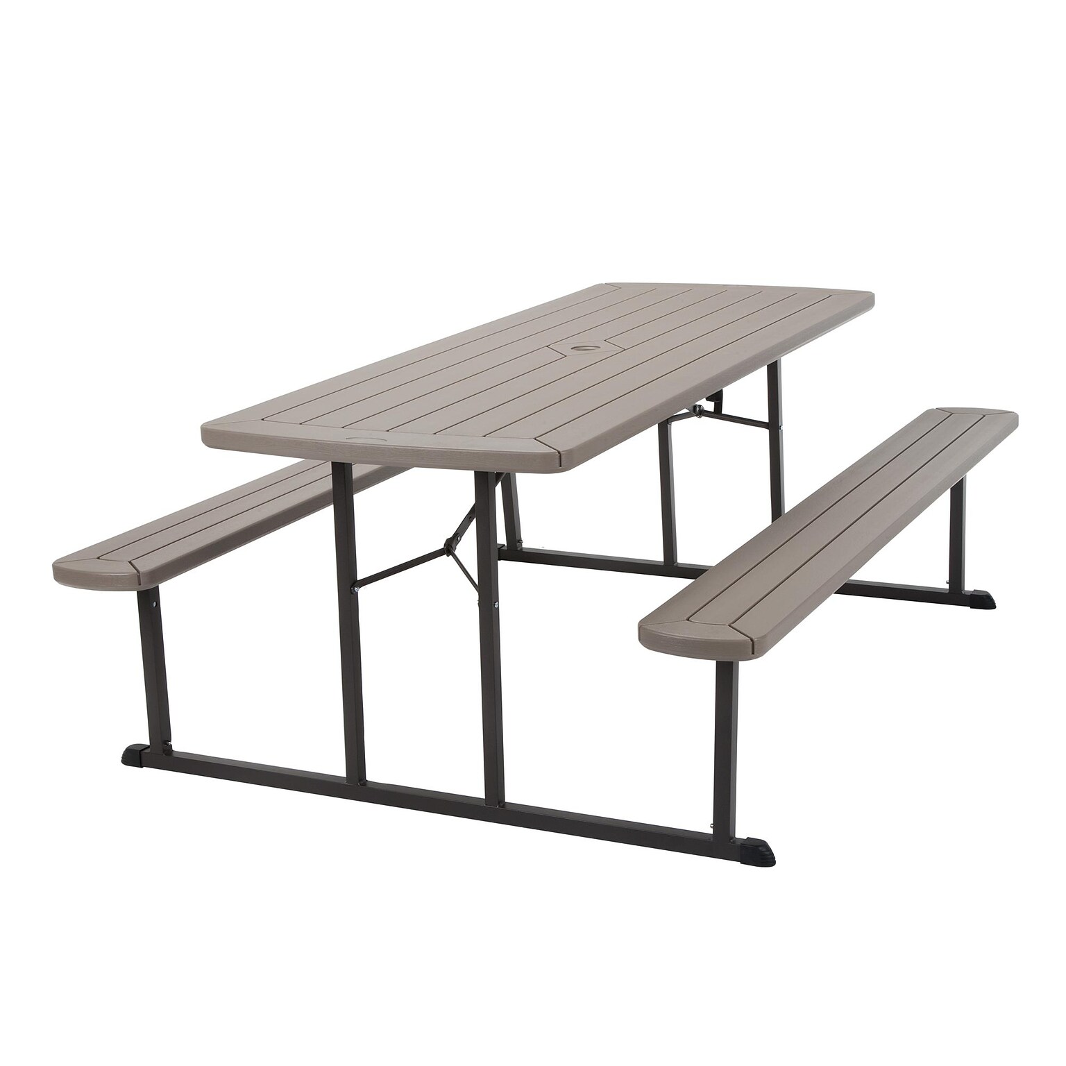 COSCO 6 ft. Folding Blow Mold Picnic Table, Gray Wood Grain with Brown Legs (87902GRY1E)