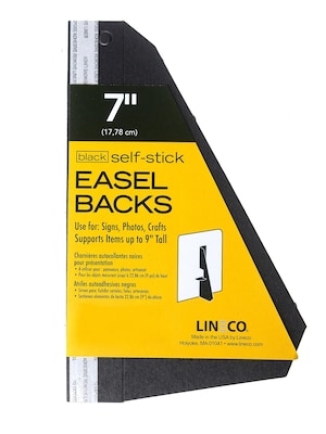 Lineco Single Wing Self-Stick Easel Backs, Size 7, Black, 100 Per Pack (PK4-328-3330)