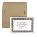 JAM Paper® Thank You Card Sets, Silver Border Cards with Kraft Envelopes, 25/Pack