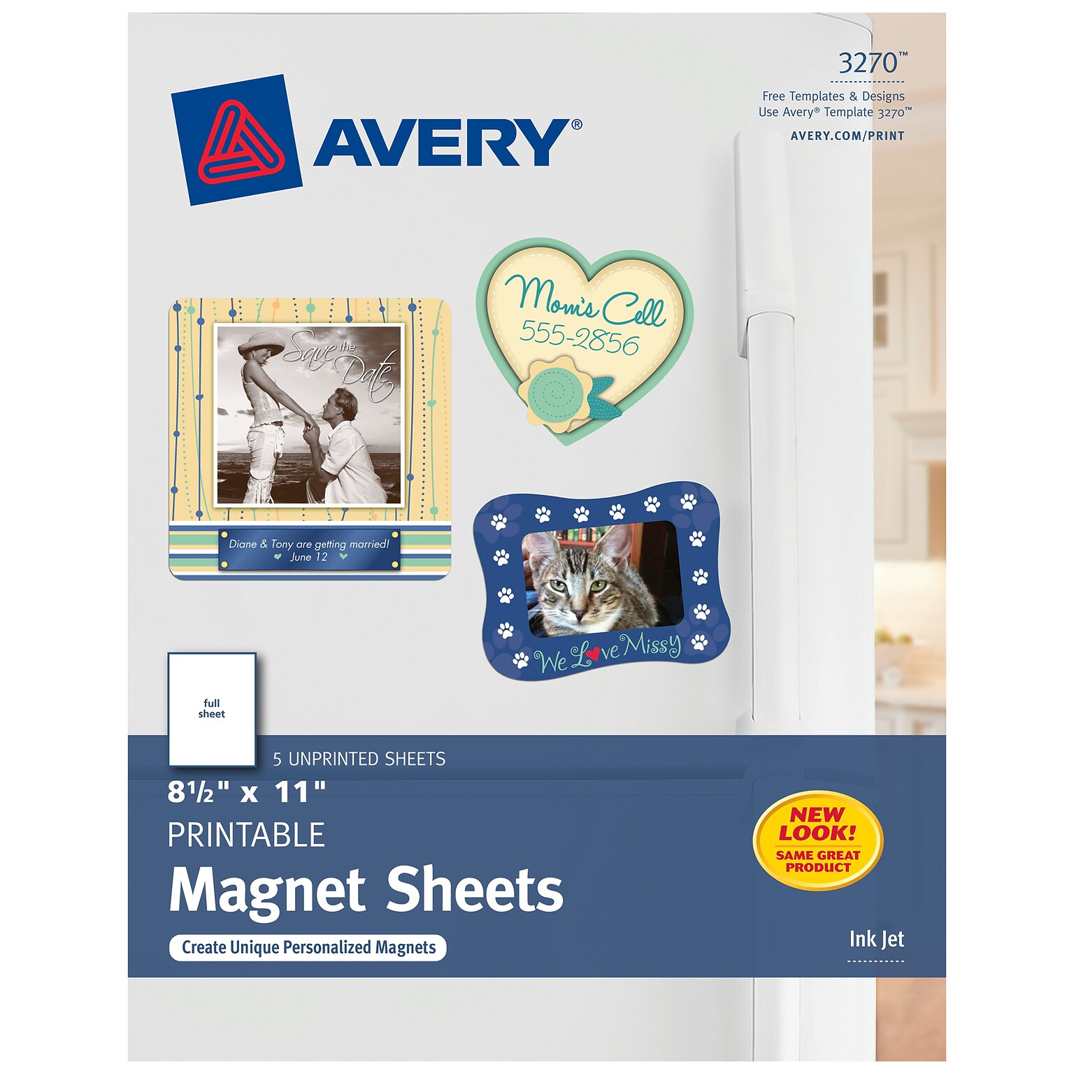 Avery Inkjet Specialty Labels, 8.5 x 11, White, 5/Pack (3270)