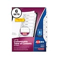 Avery Ready Index Table of Contents Paper Dividers, 1-8 Tabs, White, 6 Sets/Pack (11822)