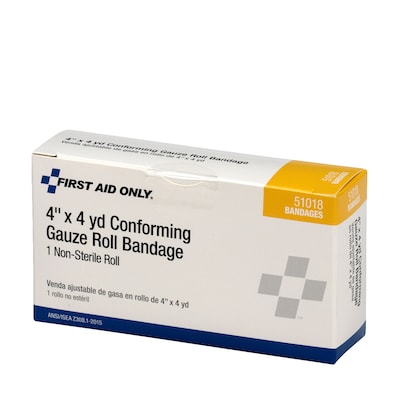 First Aid Only Non-Sterile Conforming Gauze Bandage, 4" x 4 Yards (51018)
