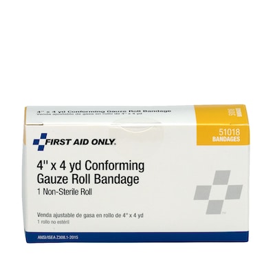 First Aid Only Non-Sterile Conforming Gauze Bandage, 4 x 4 Yards (51018)