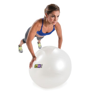 Gofit White Exercise Ball With Pump, 25.5" (GF-65BALL)