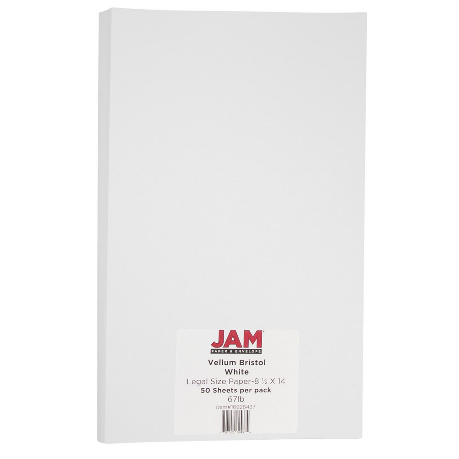JAM Paper Vellum Bristol 67 lb. Cardstock Paper, 8.5 x 14, White Vellum Bristol, 50 Sheets/Pack (16928437)