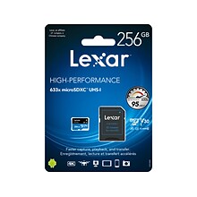 Lexar High-Performance 633x 256GB microSDXC Memory Card with Adapter, Class 10, UHS-I (LSDMI256BBNL6