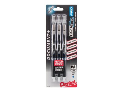 Pentel EnerGel Pro Retractable Gel Pen, Medium Point, Blue Ink, 3/Pack (BLP77BP3C)