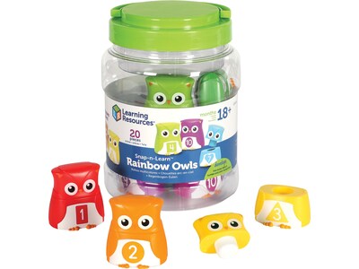 Learning Resources Snap-n-Learn Owls, Assorted Colors, 20 Pieces/Set (LER 6711)