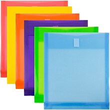 JAM Paper® Plastic Envelopes with Hook & Loop Closure, Letter Open End, 9.75 x 11.75, Assorted Color