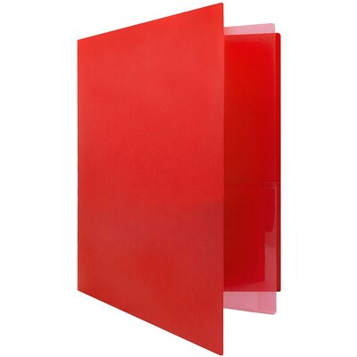 JAM Paper® Heavy Duty Plastic Multi-Pocket Folders, 4 Pocket Organizer, Red, Bulk 72/Pack (389MP4rea