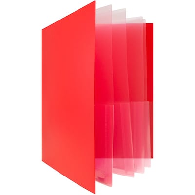 JAM Paper 10-Pocket Heavy Duty Plastic Folders, Red, 3/Pack (389MP10rec)