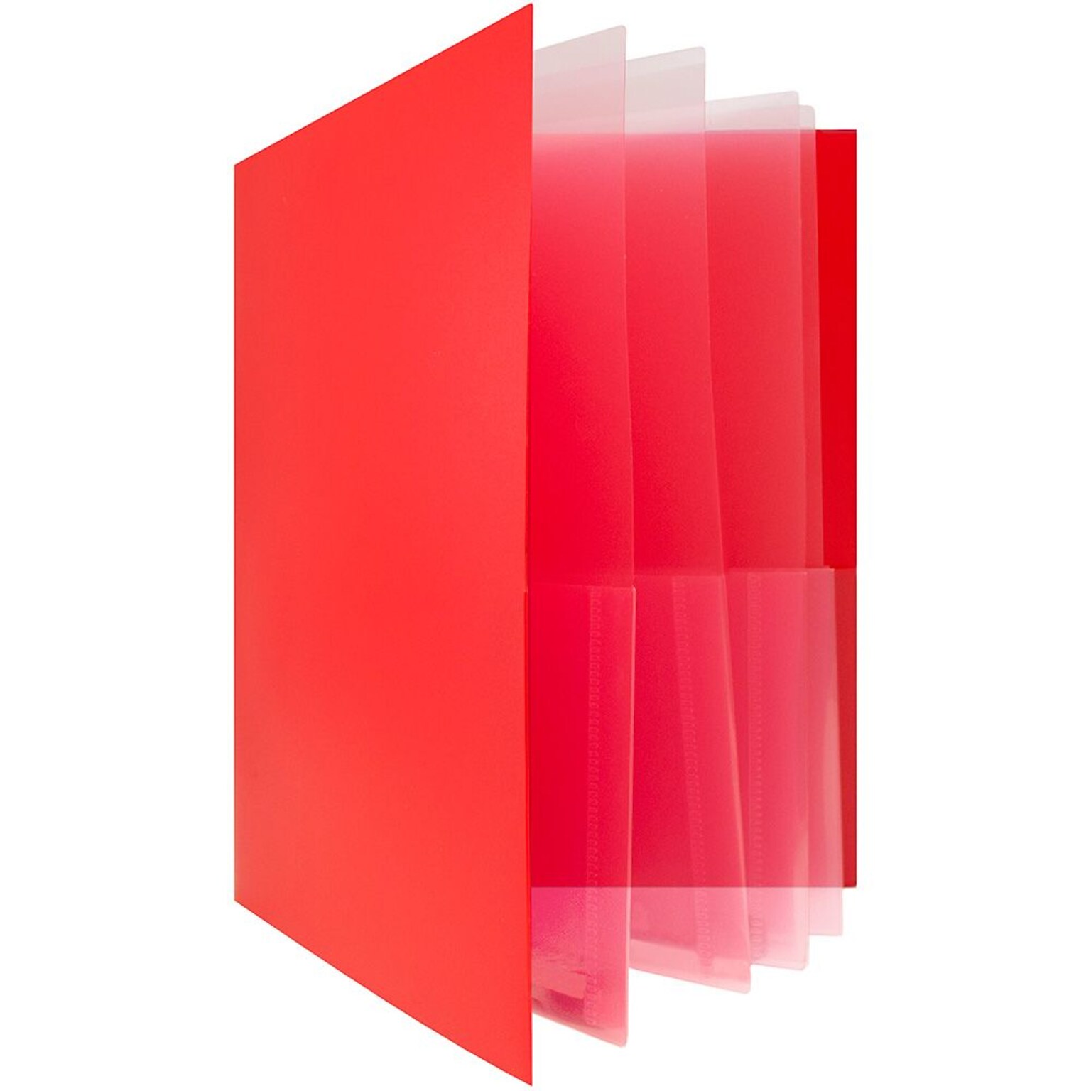 JAM Paper Heavy Duty 10-Pocket Plastic Folder Organizer, Red, 2/Pack (389MP10REJ)