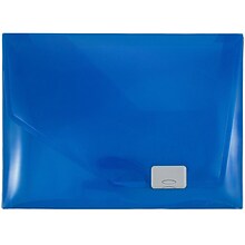 JAM Paper® Plastic Box Portfolio with Side Buckle, 9 3/4 x 13 1/2 x 1 1/2, Dark Blue, Sold Individua
