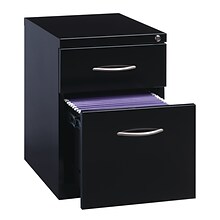 Hirsh 2-Drawers File Cabinet with Wheels, Arch Handle, Letter Size, Black, 20D (21119)