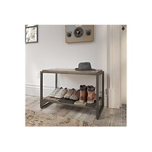 Bush Furniture Refinery 20.71 Shoe Storage Bench, Rustic Gray/Charred Brown (RFS232RG-03)