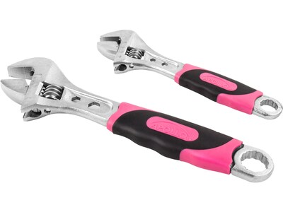 Apollo Tools Adjustable Wrenches, Pink, 2/Set (DT5007P)