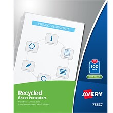 Avery Recycled Economy Weight Sheet Protectors, 8-1/2 x 11, Semi-Clear, 100/Box (75537)