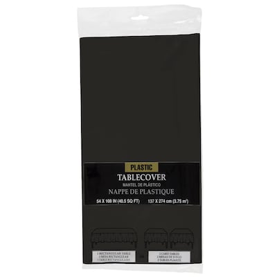 JAM Paper® Plastic Table Cover, 54 x 108 Inches, Black Tablecloth, Sold Individually (291423352)