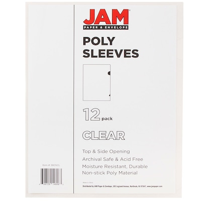 JAM Paper Plastic Sleeves, 9" x 12", Clear, 120/Box (2226316988B)