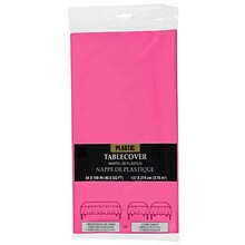 JAM Paper® Plastic Table Cover, 54 x 108 Inches, Fuchsia Pink Tablecloth, Sold Individually (2914233
