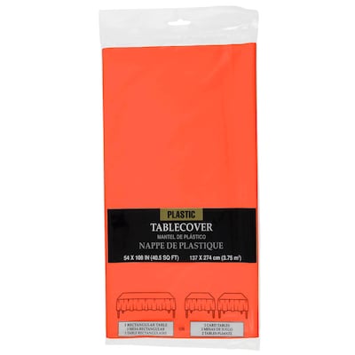 JAM Paper® Plastic Table Cover, 54 x 108 Inches, Orange Tablecloth, Sold Individually (291423358)