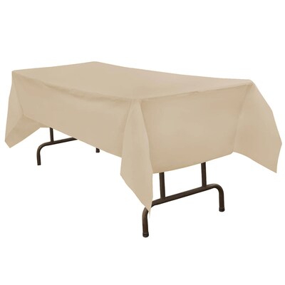 JAM Paper® Plastic Table Cover, 54 x 108 Inches, Ivory Tablecloth, Sold Individually (291423356)