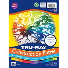 Pacon® Tru-Ray Heavyweight Construction Paper, 9 x 12, Assorted Colors, 144 Sheets (PAC6576)