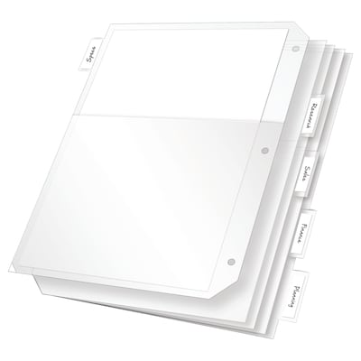 Cardinal Poly Binder Pockets, 3-Hole Punched, Clear, 5/Pack (84010CB)