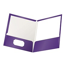 Oxford ShowFolio Twin Laminated Folders, Purple, 25/Box (OXF 51726)