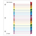 Cardinal OneStep Printable Table of Contents and Dividers, A-Z - 26-Tab, Multicolor, 1/St