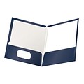 Oxford 2-Pocket Laminated Folders, Navy Blue, 25/Box (OXF 51743)