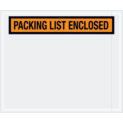 Tape Logic® Packing List Enclosed Envelopes, 10 x 12, Orange, 500/Case (PL434)